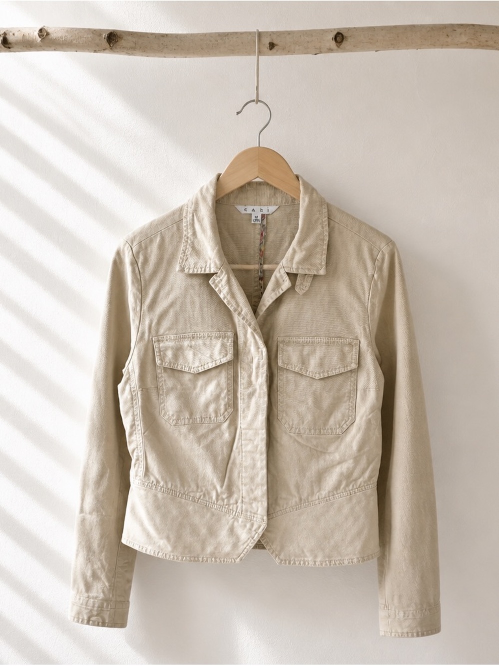 CAbi Beige Women's Beige Utility Jean Jacket